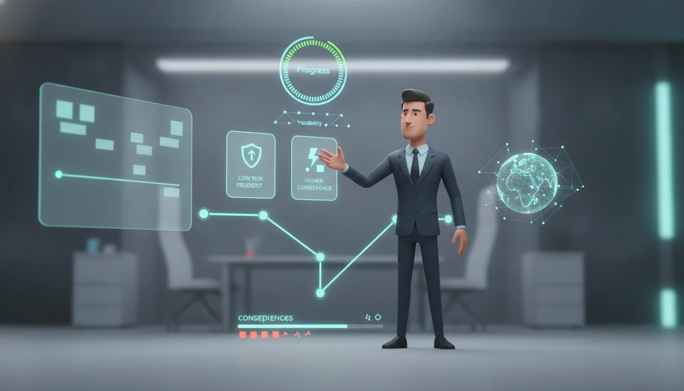Simulación de compliance con decisiones sensibles y consecuencias